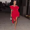 فساتين غير رسمية صالحة للأكل 2 Tirered Ruffles Party Dress Women Sexy V الرقبة لا بلاغ علاوة على ذلك