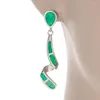 Dingle örhängen Kongmoon Long Twisted Kiwi Green Fire Opal Silver Plated Smycken för kvinnor Piercing Drop