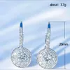 Hoop oorbellen saiye mode zirkon 925 sterling zilveren ronde kristal voor vrouwen elegante bruiloftsfeestje sieraden