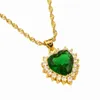 Pendant Necklaces Multi-color Heart Crystal Drop Necklace Gold Color Rhinestones Chain Women Bridal Jewelry