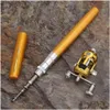 Spinning Rods Portable Pocket Telescopic Mini Fishing Pole Pen Form Foldad Rod Aluminium Alloy Reel 4 Colors Drop Delivery Sports Out Dhncy