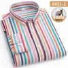 Camisas casuales para hombres 100% algodón de alta calidad Oxford Oxford Manga larga Negocio sin bolsillo Camisa de vestir social a rayas Macho 230815