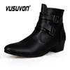 Boots VUSUVON Fashion Men Spring Autumn Pointed Toe Height Increase Chelsea Ankle Boots Western High Top Casual Shoe PU Leather 230814
