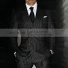 Suits Men Suits Blazers Striped Mens na wesele wykonane na zamówienie podwójnie piersi Man Costume Broom 2 sztuki Tuxedos Blazer Spods 230814