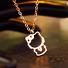 Hänghalsband kawaii kitty halsband för tweens flickor söt tecknad anime rosguld färg titanium stål accessorie mode smycken