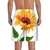 Shorts maschile rapido a secco per uomo costume da bagno uomo costume da bagno tronchi estate bagni spiaggia indossare girasole giallo con foglie verdi