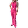 Dames tweedelige broek Star Gedrukte meisjes Rolspel Roze Vest Single Breasted Women Halloween Cosplay Pant Suit Loose Fit Festival Outfit 230814