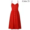 Lässige Kleider Sigutan Elegant Button Frauen Polka Punkte rote Baumwolle Midi Kleider Sommer Frauen Beach Vestidos