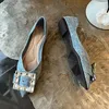 Kleid Schuhe 2023 Weibliche Boot Slip auf Frauen Damen Sandalen Kristall Spitze Zehe Elegante S Casual Sommer Denim Flats 230815