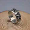 Cluster Rings Real Silver Ring For Men Vintage 925 Six Mantra Buddha Word US Size 8-12 Gift