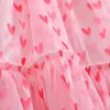 Mädchenkleider Valentinstag Baby Mädchen Partykleider Sommer Süße Kleidung Geburtstag Prinzessin Ärmelloses Netzkleid mit Herzdruck