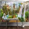 Tapisserier Europeiska arkitektur Garden Landscape Tapestry Wall Hanging Natural Simple Home Decor