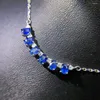 Chains FS 3 4 Natural Sapphire Necklace S925 Pure Silver Fashion Fine Wedding Jewelry For Women MeiBaPJ