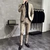 Men's Suits (Jacket Pants) Stripe For Men2-Piece Business Khaki Wedding Dress Man Tuxedo Slim Fit Formal Blazer Set Custom M-5XL