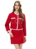 Work Dresses 55 Designer Women's Set High Quality Button Red Jacket Tops Casual Mini Skirt Vintage Elegant Chic Fashion Office Suit