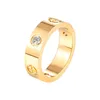 Band Rings Trendy Stainless Steel Rose Gold Color Love Ring for Women Men Couple CZ Crystal Rings Luxury Brand Jewelry Wedding Gift 230815