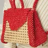 Customized Bamboo Mesh Wooden Bead Beading Design Backpack Fashion Personalized Artistic Student Versatile Women's Bag