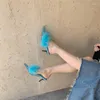 Тапочки летние пушистые женские стройные каблуки сексуальные сандалии вечеринка