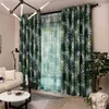 Cortina tropical impressa cortinas blackout para sala de estar nórdico folhas verdes tule cortina para tratamentos janela do quarto