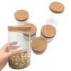 Opslagflessen flescontainers met huisdierpotten houten kruiden plastic deksels textuur imitatie 200 ml 100 ml leeg duidelijke pot home 500 ml 300 ml