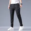 Мужские брюки Slim Fit 2023 Летний молодежный бизнес повседневный тонкий ледяной шелк классический офисный бренд
