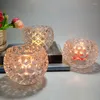 Ljushållare uppsättning av 4 klara kristallhållare skål te -ljus för bröllopsfest bordets mittstycken