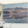 Tapestries Church Snow Snow Reflection Tapestry Wall Hangende wind Hippie Rivers Dormitory Modern Home Decor R230815