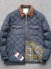 メンズジャケットコットンスクープネックジャケット防水ポケットコート冬の春のチェックレトロカジュアル