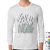 Men's T Shirts Lavender Illustration Shirt Cotton French Flowers Vintage Purple Lilac Nature Botanical Gouache Pen And Ink