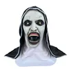 Party Masks The Horror Scary Nun Latex Mask W/Headscarf Valak Cosplay for Halloween Costume Face Masques with Headpiece 230814