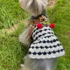 Dog Apparel Pet Sling Dress Yorkshire Autumn Winter Warm Hand Knitted Sweater Black White Cherry Clothes For Small Dogs