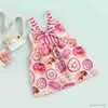 Robes de fille Infantile Bébé Filles Robe D'été Mignon Donut Imprimé Sans Manches Arc Robe Courte bébé Vêtements Fille Tenue Décontractée