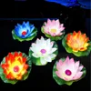 Benedizione dell'acqua galleggiante Benetta artificiale Silk Loto Floro Candele LED Multi Colori Wishing Lantern for Wedding Event Party Forniture