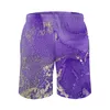 Men's Shorts Purple And Marble Gym Abstract Ink Art Retro Board Short Pants Male Print Sports Fitness Fast Dry Swim Trunks