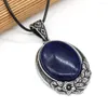 Hanger kettingen vintage elliptische lapis lazuli quartz sieraden ketting natuurlijke abalone shell charme bohemia choker vrouwelijk geschenk