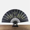 Decorative Figurines Black-faced Large Folding Fan Chinese Printed Golden Dragon Home Decorations Wedding Daily Use Dance Gift Hand 33cm