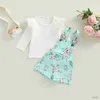 Set di abbigliamento Bambini Neonato Neonata Top a maniche lunghe Camicia Tutina Stampa floreale Cinghie regolabili Primavera Autunno Abbigliamento 1-5T