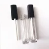 25ml Empty Square Lip Gloss Tube Plastic Clear Lipstick Lip Balm Bottle Container with Lipbrush Black Cover for Travel and Home Use Tchrw