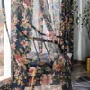 Rideau rideaux rustiques semi-ombre pour chambre étude salon fleur plante fenêtre rideau coton grossier
