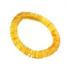 Strand Natural Amber Armband Män Kvinnor Fina smycken Tillbehör äkta Baltic Golden Ambers Cake Bead Elastic Armband Bangles