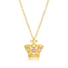 Pendant Necklaces 24k Pure Gold Color Crown Shape Gem Necklace For Women Bride 999 Chains Wedding Birthday Party Fine Jewelry Gifts