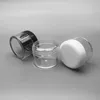 30 Gram 30 ML 1 Ounce Round Clear Empty Refillable Jars with WHITE Screw Cap Lid for Storing Travel Toner, Moisturizer, Lotion, Ointmen Leos