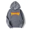 Thrash Printed Men's Plush Sweater for Couples Hooded Top Slim Fitting New Trendy Brand