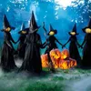 Новинка Хэллоуин ведьм декор призрак ужас Lightup Witches реквизит на открытом воздухе, держа руки, кричащие ведьмы для садового орнамента J230815