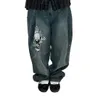 Calça masculina harajuku hip hop y2k jeans impressão gráfica Baggy Black Momen Mulheres jeans punk rock rock gótico largura de rua de perna larga 230814