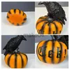 Nowości Figurki Halloween Dyniowe Horror Raven Ornament Tabletop Figurki Wodoodporna dekoracja akcesorium do ogrodowego sklepu sypialnia J230815