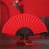 Dekorativa figurer Kompakt resefans eleganta spetshandhållna fans kinesiska vikning med tofs bärbar bambu -siden för bröllopsfester
