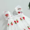 Flickans klänningar Baby Girl Princess Dress Summer Fly Sleeve Cherry Print Tulle Dress Butterfly Dress R230816