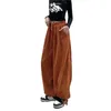 Women's Pants Douhoow Retro Corduroy Streetwear Loose Women Harem Solid Color Elastic Drawstring High Waist Wide Leg Trouser