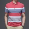 Herren Polos Polo T Shirt Business Casual Stripes Print Sommer Shortsleeve Modestraße übergroße Kleidung 230815